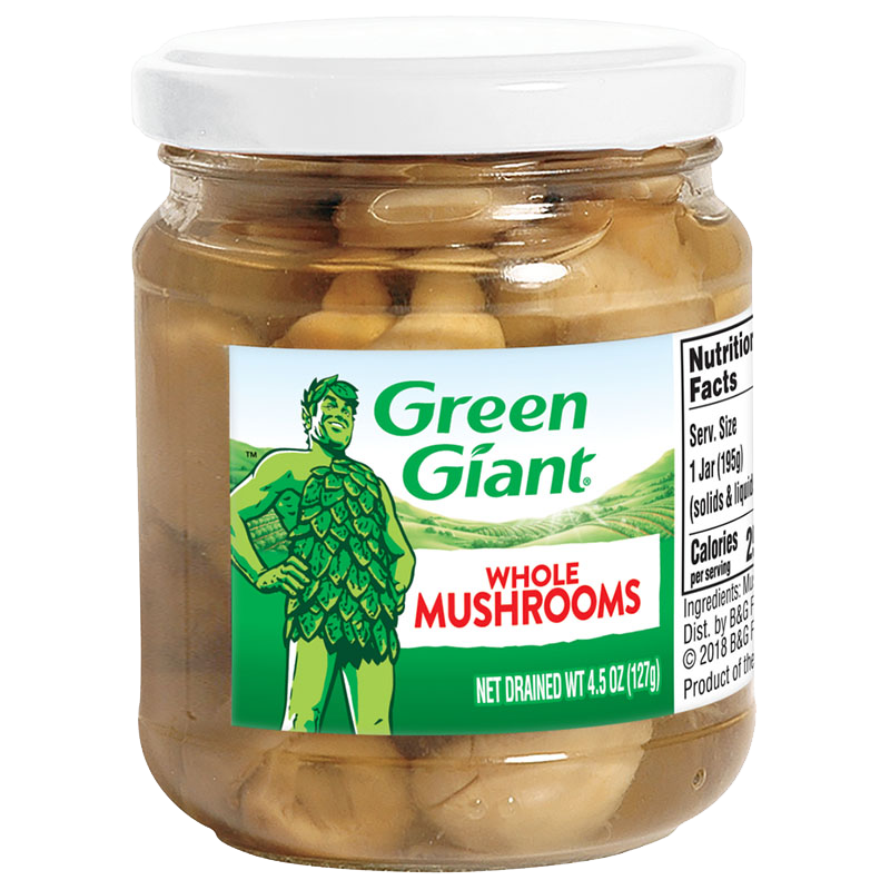 B&G/POLAR:10728.GG Green Giant Whole Mushrooms GLS Jar 4.5oz