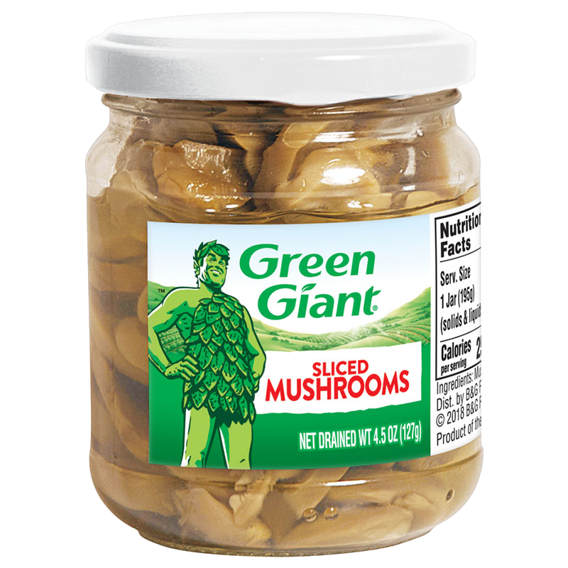 B&G/POLAR:10741.GG Green Giant Sliced Mushroom GLS Jar 4.5oz