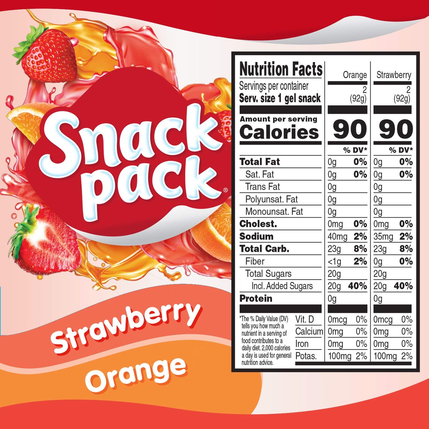 CONAGRA:41921.Con Hunts Snack Pack Straw / Orange 14oz