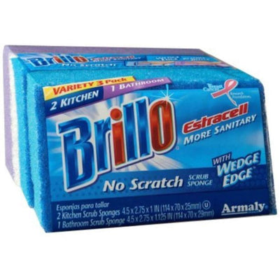 ARMALY BRANDS:21034.B Brillo Estracell NS Wedge Edge Scrub Sponge 3 ct